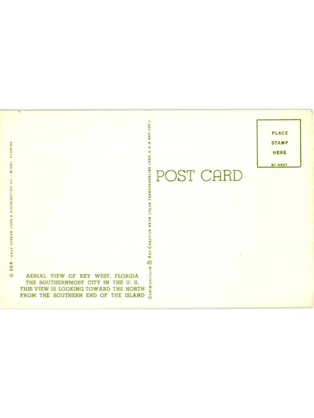 Key West Florida 1960s Aerial View Linen Postcard Southernmost City Landmark